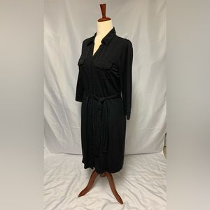 Black Long Sleeve Button Down Dress